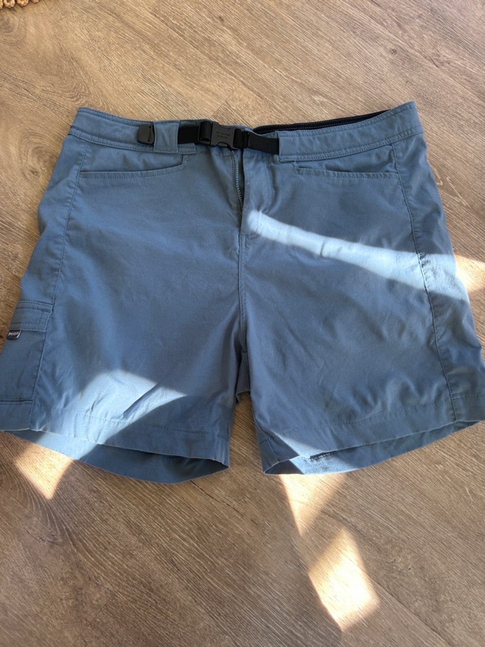 Prana Slate Blue Women's Cargo Shorts with Quick-Adjust Belt